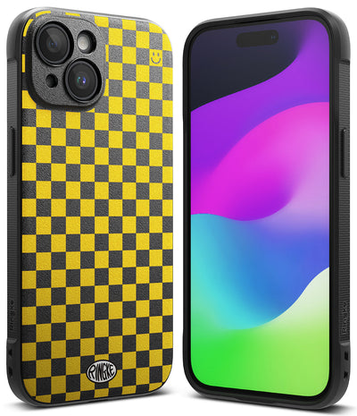 iPhone 15  Back Cover case | Onyx Design - Checkerboard Yellow