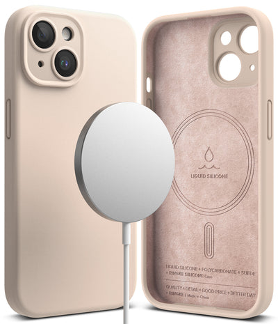 iPhone 15 Back Cover case | Silicone Magnetic - Pink Sand