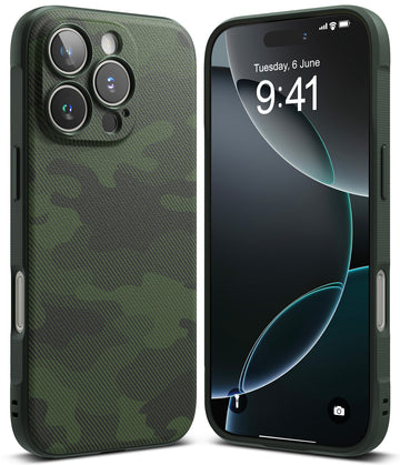 iPhone 16 Pro Max Back Cover Case | Onyx Design - Camo Green