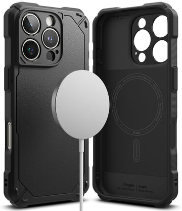iPhone 16 Pro Max Back Cover Case | Rugged Gear Magnetic Bumper - Black