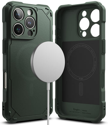 iPhone 16 Pro Max Back Cover Case | Rugged Gear Magnetic Bumper - Dark Green