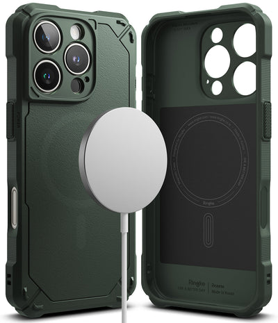 iPhone 16 Pro Max Back Cover Case | Rugged Gear Magnetic Bumper - Dark Green