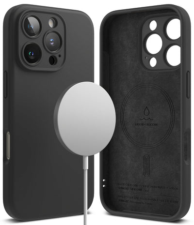 iPhone 16 Pro Max Back Cover case | Silicone Magnetic - Black