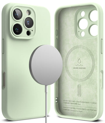 iPhone 16 Pro Max Back Cover case | Silicone Magnetic - Soft Mint