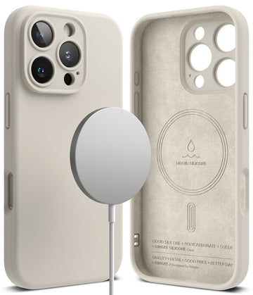 iPhone 16 Pro Max Back Cover case | Silicone Magnetic - Stone