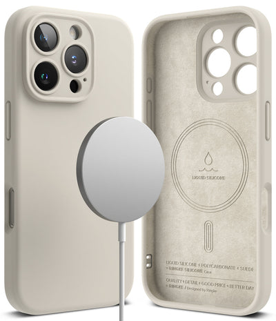 iPhone 16 Pro Max Back Cover case | Silicone Magnetic - Stone