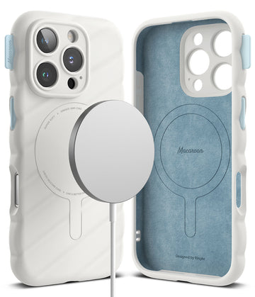 iPhone 16 Pro Back Cover Case | Macaron Silicone Magnetic - White