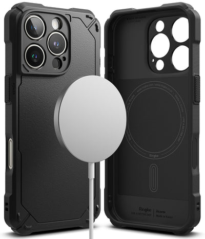 iPhone 16 Pro Back Cover Case | Rugged Gear Magnetic Bumper - Black