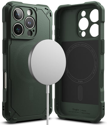 iPhone 16 Pro Back Cover Case | Rugged Gear Magnetic Bumper - Dark Green