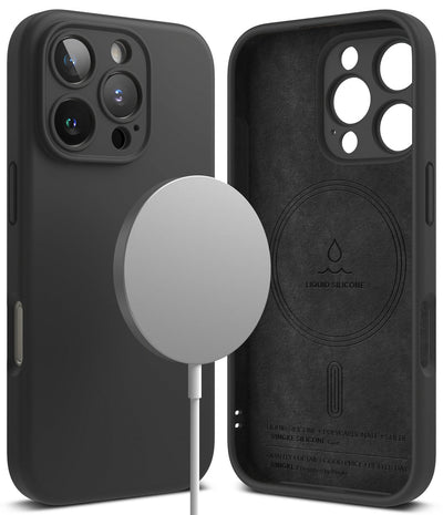 iPhone 16 Pro Back Cover case | Silicone Magnetic - Black