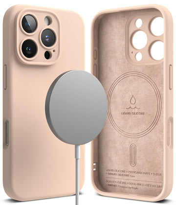 iPhone 16 Pro Back Cover case | Silicone Magnetic - Pink Sand