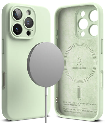 iPhone 16 Pro Back Cover case | Silicone Magnetic - Soft Mint