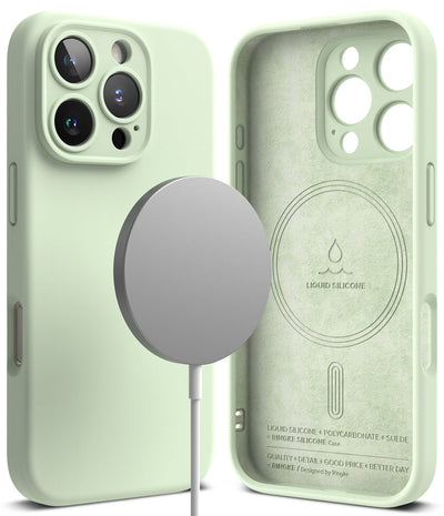 iPhone 16 Pro Back Cover case | Silicone Magnetic - Soft Mint