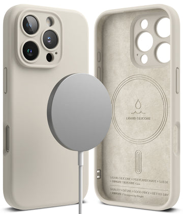 iPhone 16 Pro Back Cover case | Silicone Magnetic - Stone