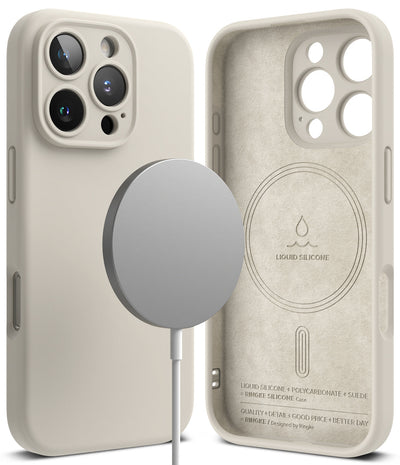 iPhone 16 Pro Back Cover case | Silicone Magnetic - Stone