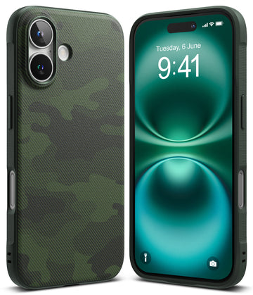 iPhone 16 Plus Back Cover Case | Onyx Design - Camo Green
