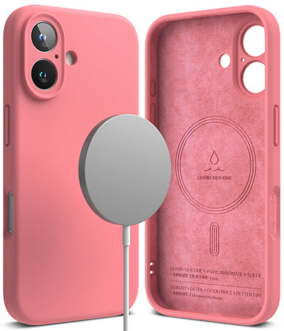 iPhone 16 Plus Back Cover case | Silicone Magnetic - Pink