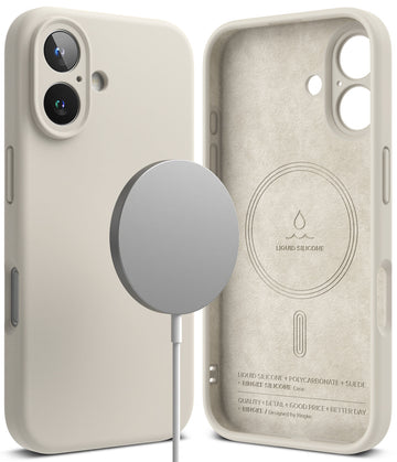 iPhone 16 Plus Back Cover case | Silicone Magnetic - Stone