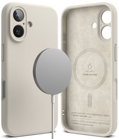 iPhone 16 Plus Back Cover case | Silicone Magnetic - Stone