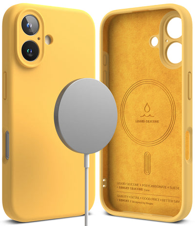 iPhone 16 Plus Back Cover case | Silicone Magnetic - Yellow