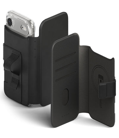 iPhone 17 Air Back Cover Case | Folio Wallet Magnetic - Black