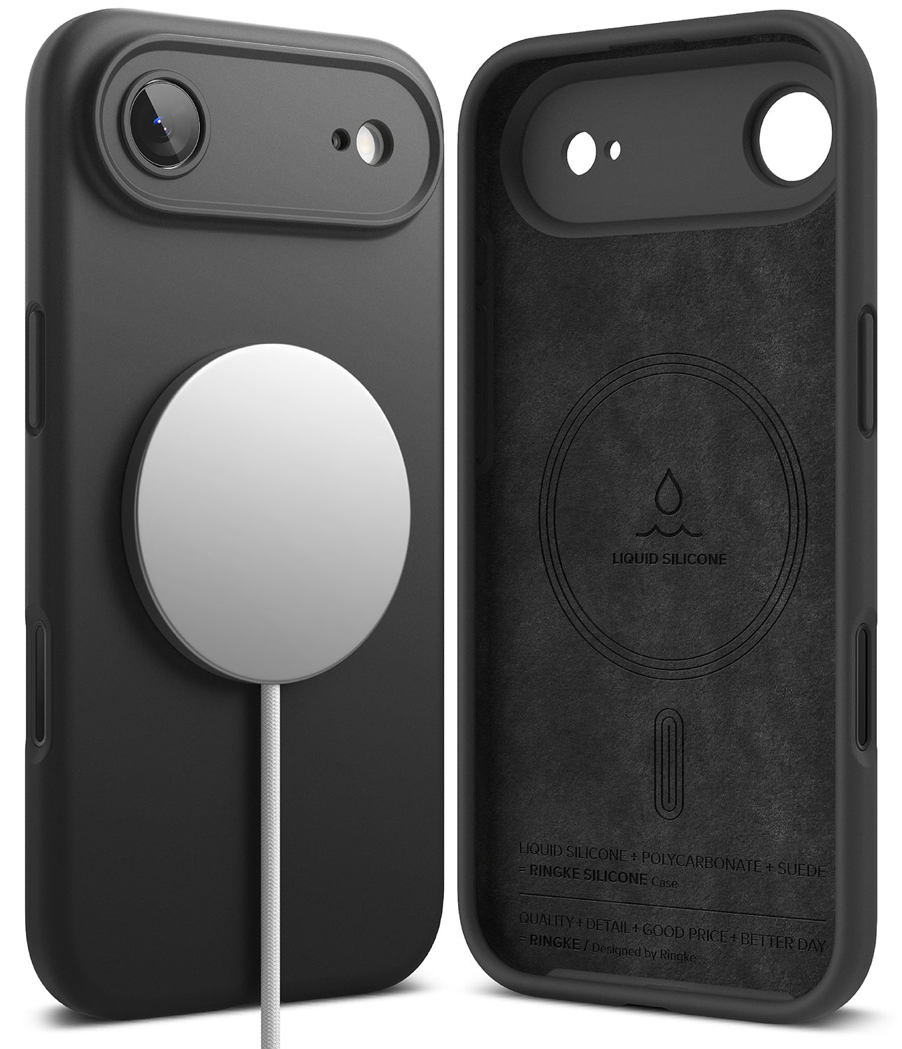 iPhone 17 Air Back Cover case | Silicone Magnetic - Black