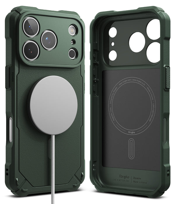 iPhone 17 Pro Max Back Cover Case | Rugged Gear Magnetic Bumper - Dark Green