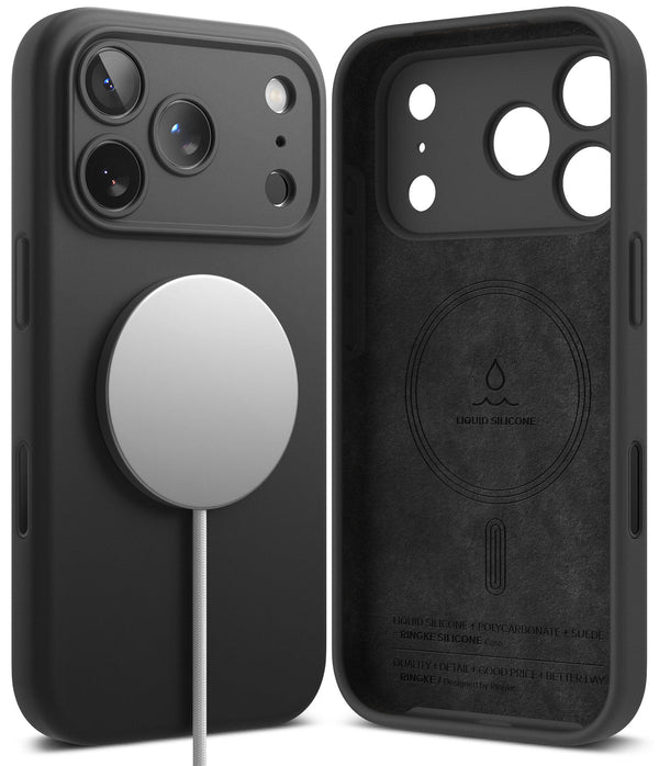 iPhone 17 Pro Max Back Cover case | Silicone Magnetic - Black