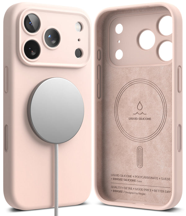 iPhone 17 Pro Max Back Cover case | Silicone Magnetic - Pink Sand