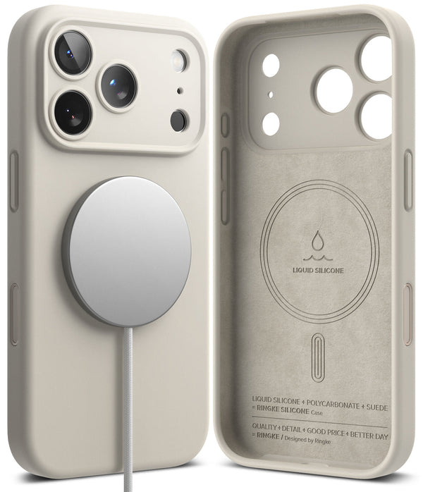 iPhone 17 Pro Max Back Cover case | Silicone Magnetic - Stone