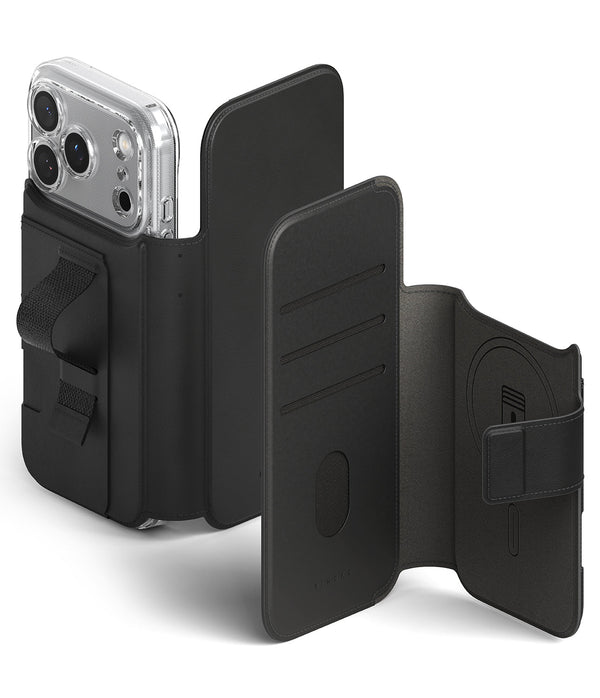 iPhone 17 Pro  Back Cover Case | Folio Wallet Magnetic - Black