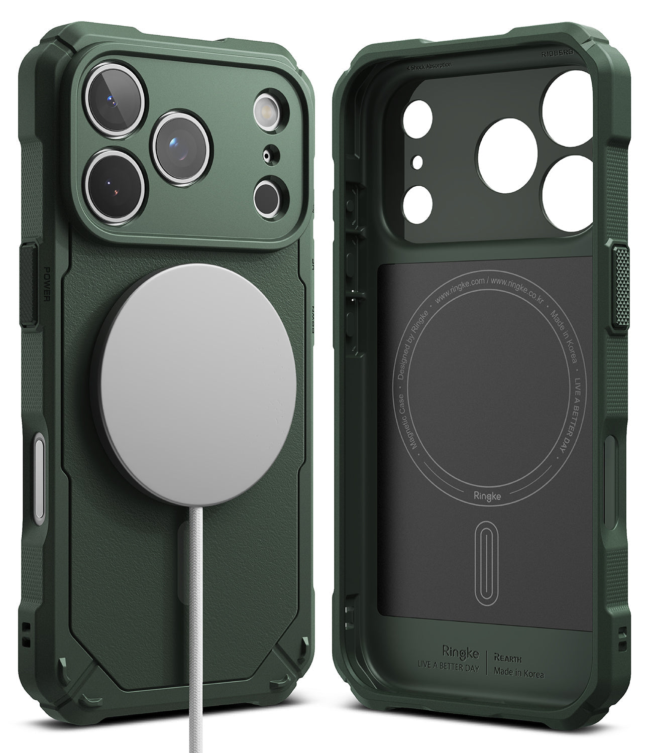 iPhone 17 Pro Back Cover Case | Rugged Gear Magnetic Bumper - Dark Green