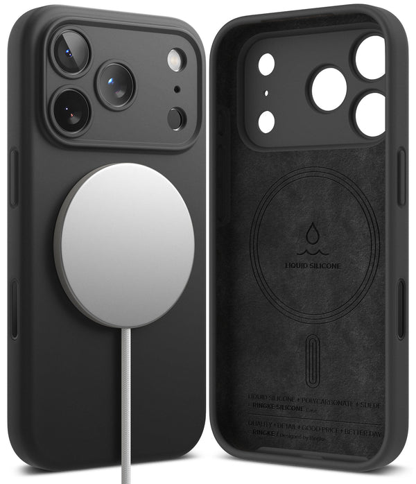 iPhone 17 Pro Back Cover case | Silicone Magnetic - Black