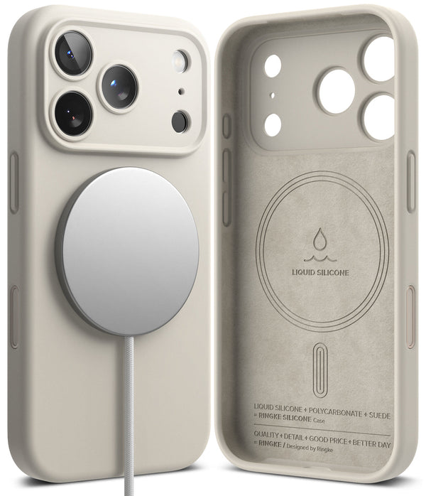 iPhone 17 Pro Back Cover case | Silicone Magnetic - Stone