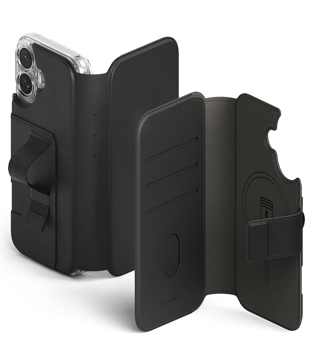 iPhone 17 Back Cover Case | Folio Wallet Magnetic - Black