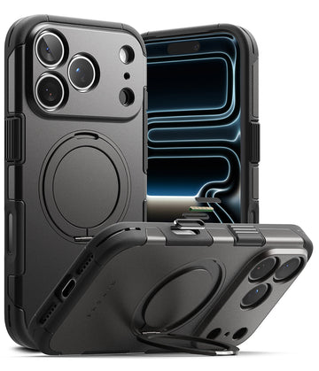 iPhone 18 Pro Max Back Cover case | Magnetic Alles Stand - Gun Metal