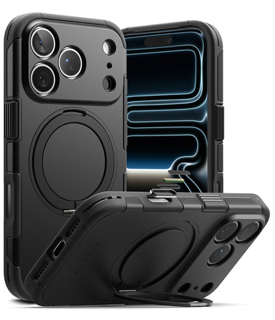 iPhone 18 Pro Back Cover case | Magnetic Alles Stand - Black
