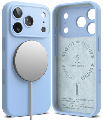 iPhone 18 Pro Back Cover case | Silicone Magnetic - Light Blue