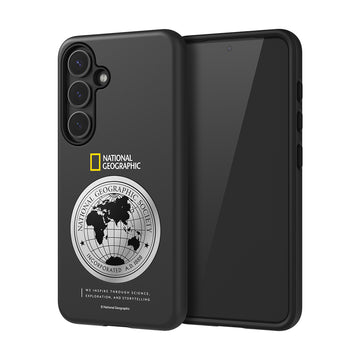 Nat Geo Galaxy S25 Back Cover Case | Metal Deco Hard Shell Case - Black