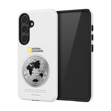 Nat Geo Galaxy S25 Back Cover Case | Metal Deco Hard Shell Case - White