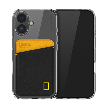 Nat Geo iPhone 16 Back Cover Case | Card Pocket V2 - Yellow & Black