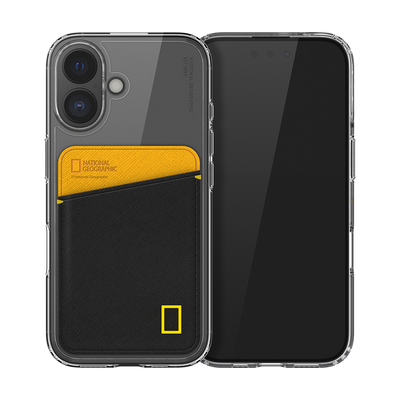 Nat Geo iPhone 16 Back Cover Case | Card Pocket V2 - Yellow & Black