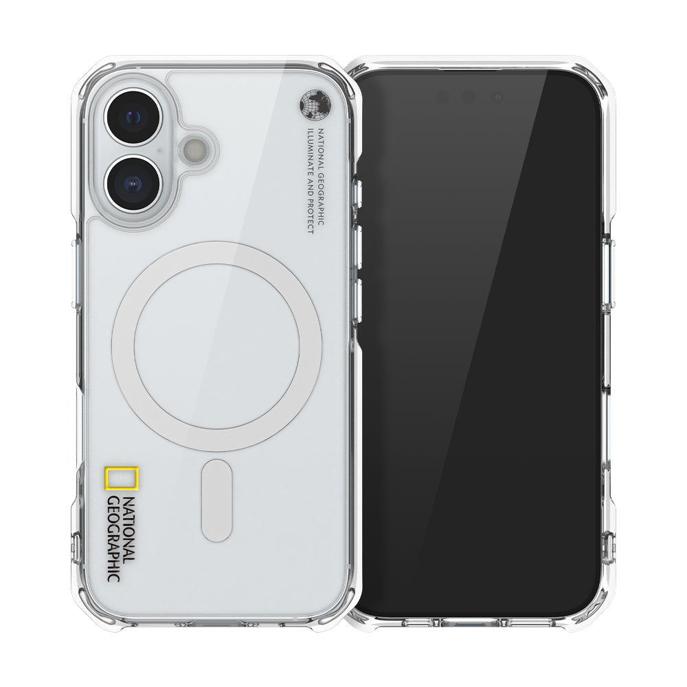 Nat Geo iPhone 16 Back Cover Case | MagSafe Rugged Clear - Transparent