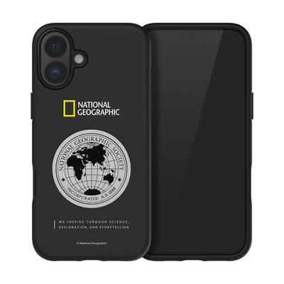 Nat Geo iPhone 16 Plus Back Cover Case | Metal Deco Hard Shell - Black