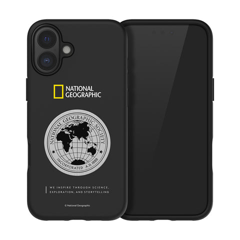 Nat Geo iPhone 16 Plus Back Cover Case | Metal Deco Hard Shell - Black