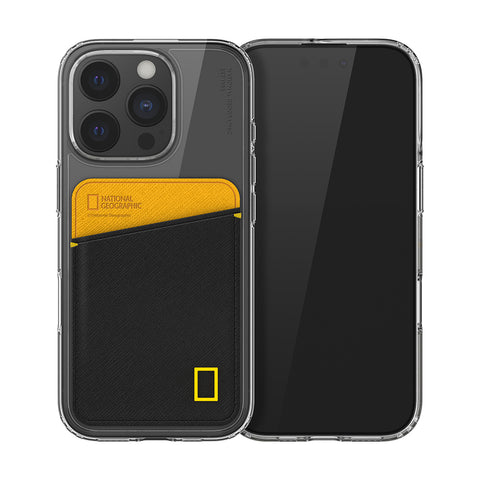 Nat Geo iPhone 16 Pro Back Cover Case | Card Pocket V2 - Yellow & Black