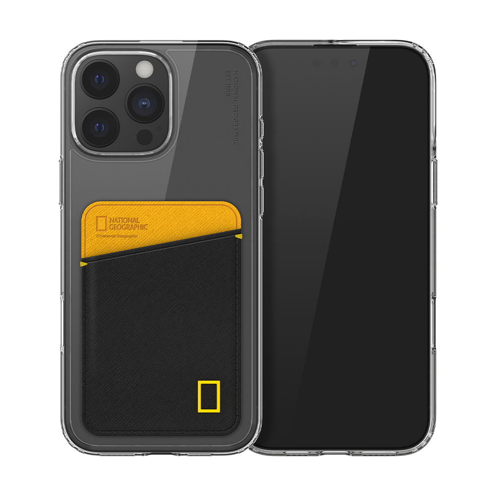 Nat Geo iPhone 16 Pro Max Back Cover Case | Card Pocket V2 - Yellow & Black