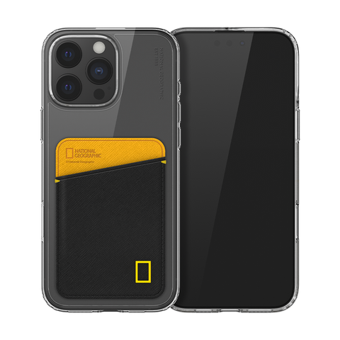 Nat Geo iPhone 16 Pro Max Back Cover Case | Card Pocket V2 - Yellow & Black