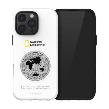 Nat Geo iPhone 16 Pro Max Back Cover Case | Metal Deco Hard Shell - White