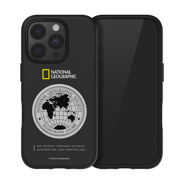 Nat Geo iPhone 16 Pro Back Cover Case | Metal Deco Hard Shell - Black